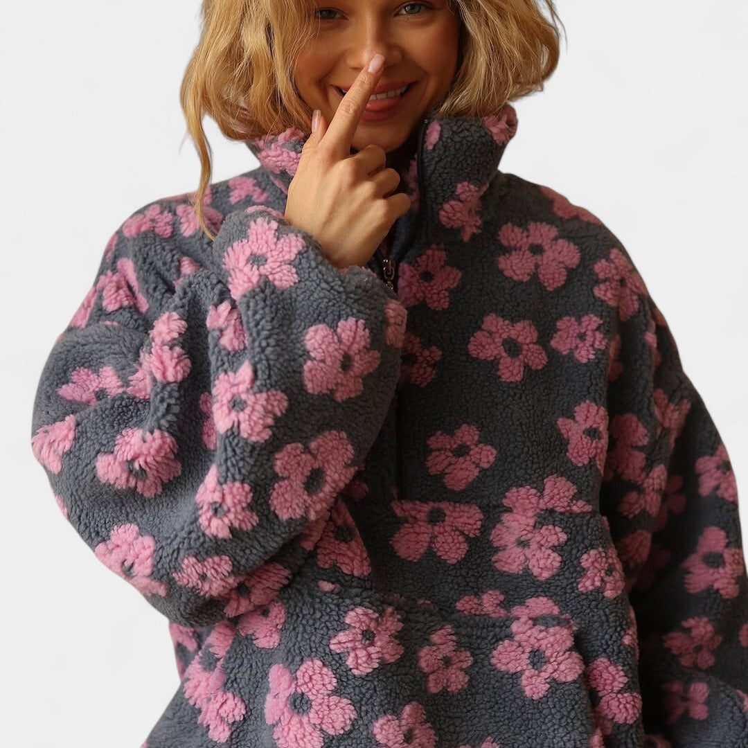 Daisy – Hřejivá fleece mikina s květinovým motivem