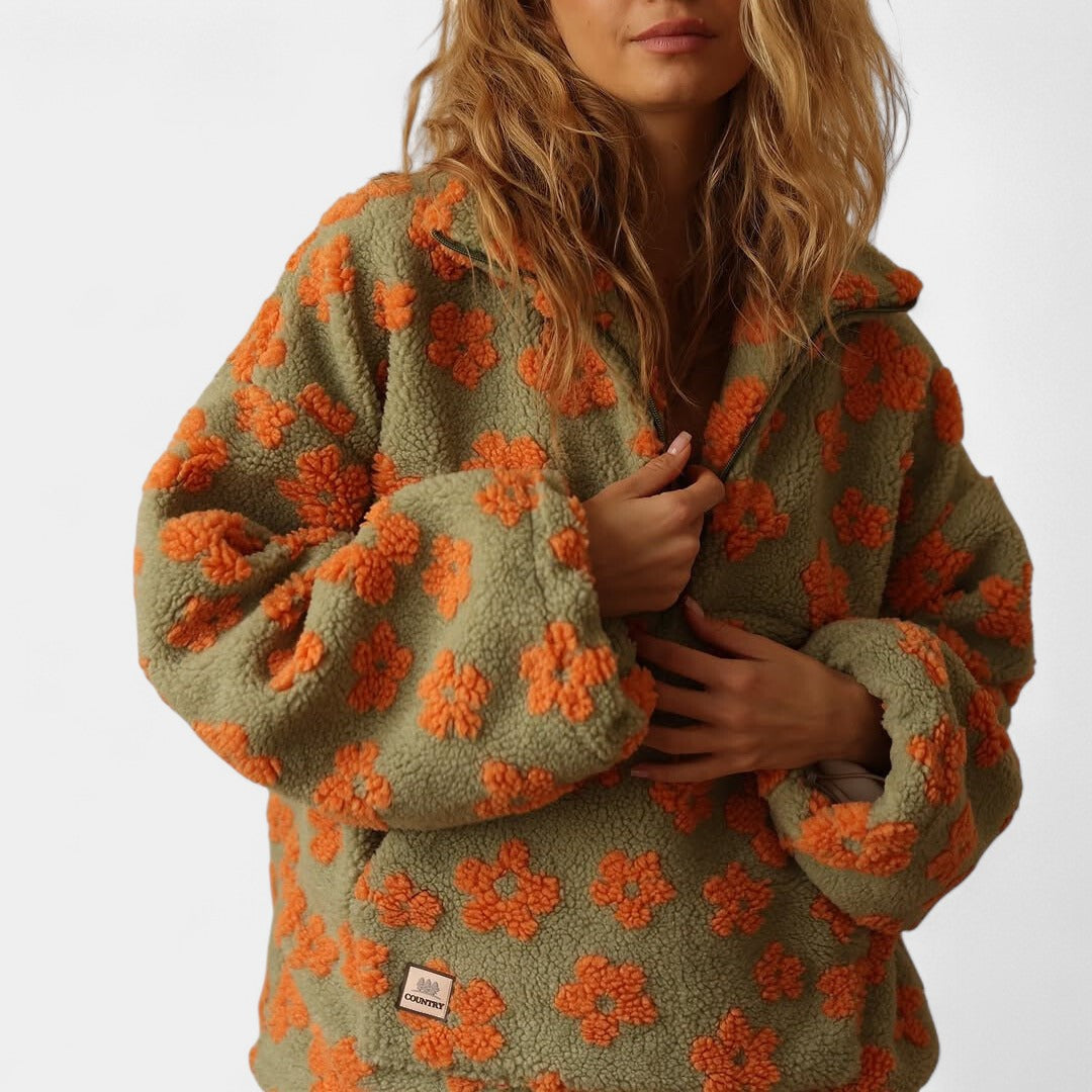 Daisy – Hřejivá fleece mikina s květinovým motivem