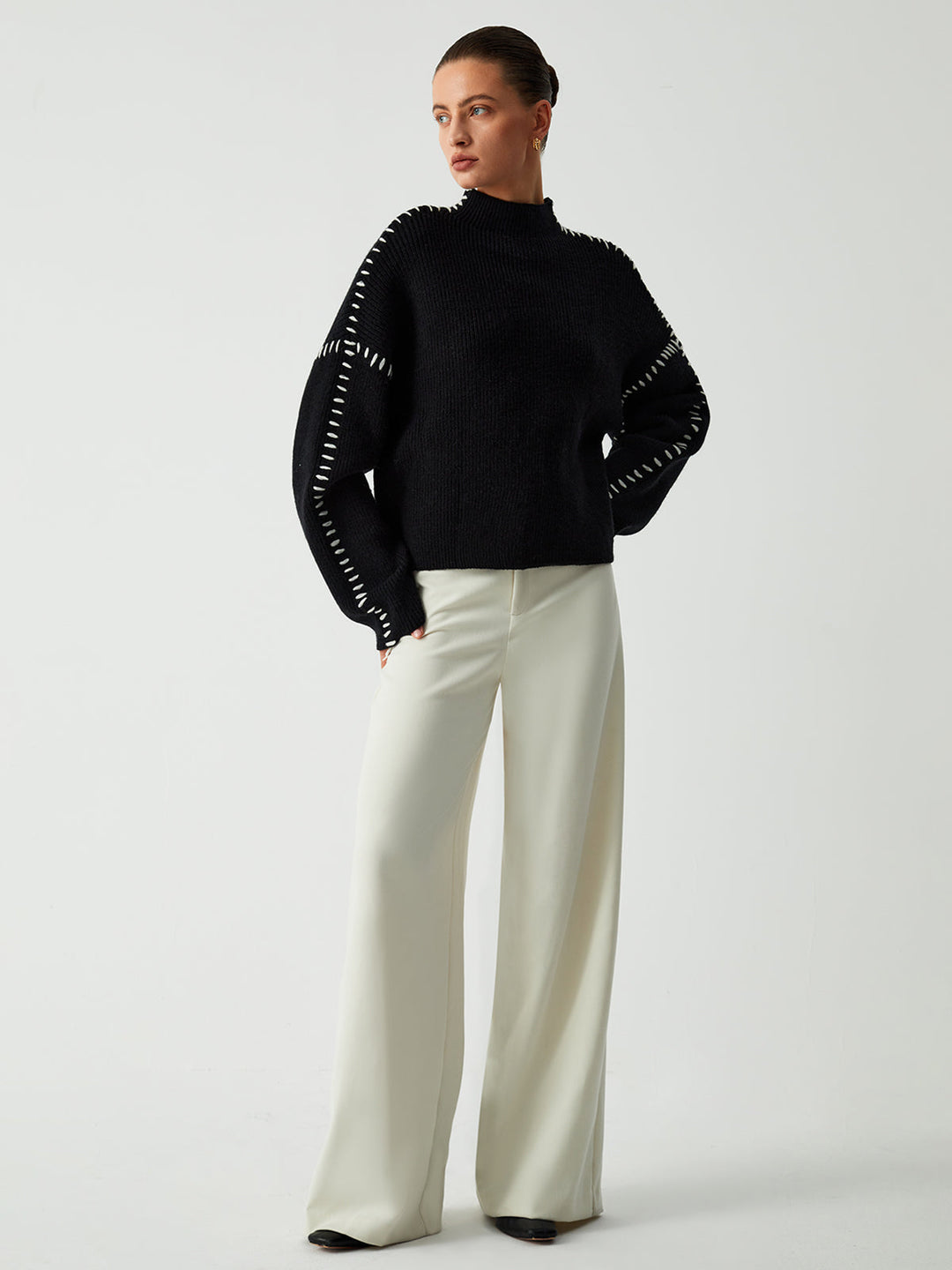 Alma | Oversize-Dolcevita svetr s Piqué detaily