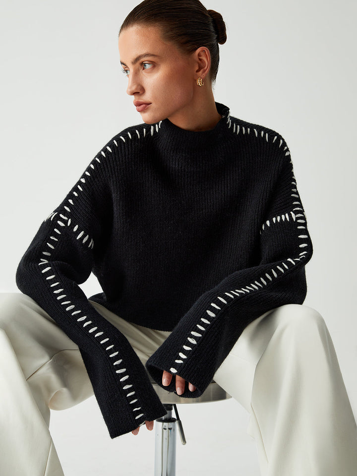Alma | Oversize-Dolcevita svetr s Piqué detaily