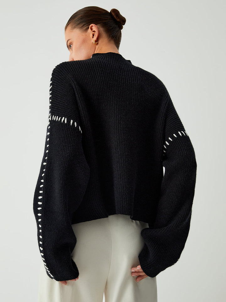 Alma | Oversize-Dolcevita svetr s Piqué detaily