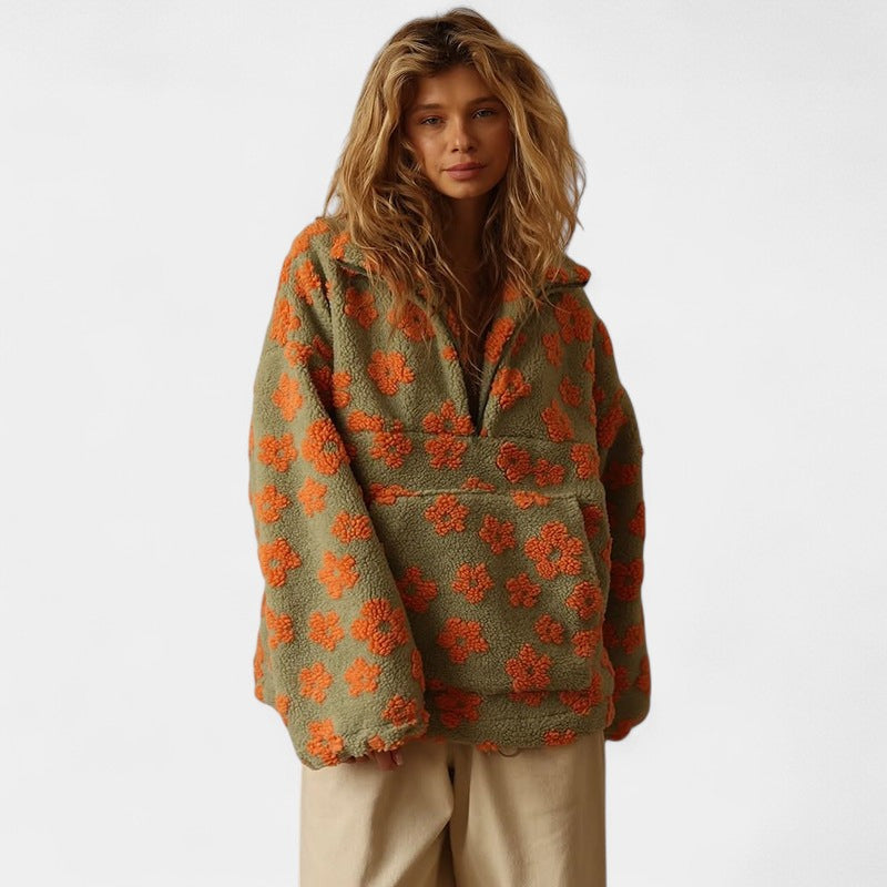 Daisy – Hřejivá fleece mikina s květinovým motivem