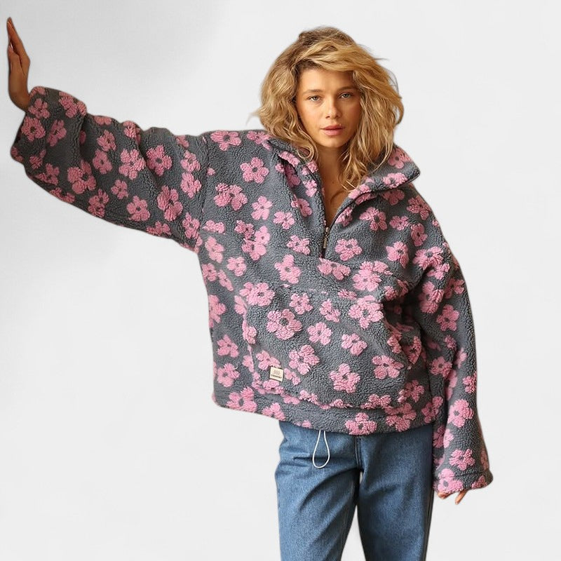 Daisy – Hřejivá fleece mikina s květinovým motivem