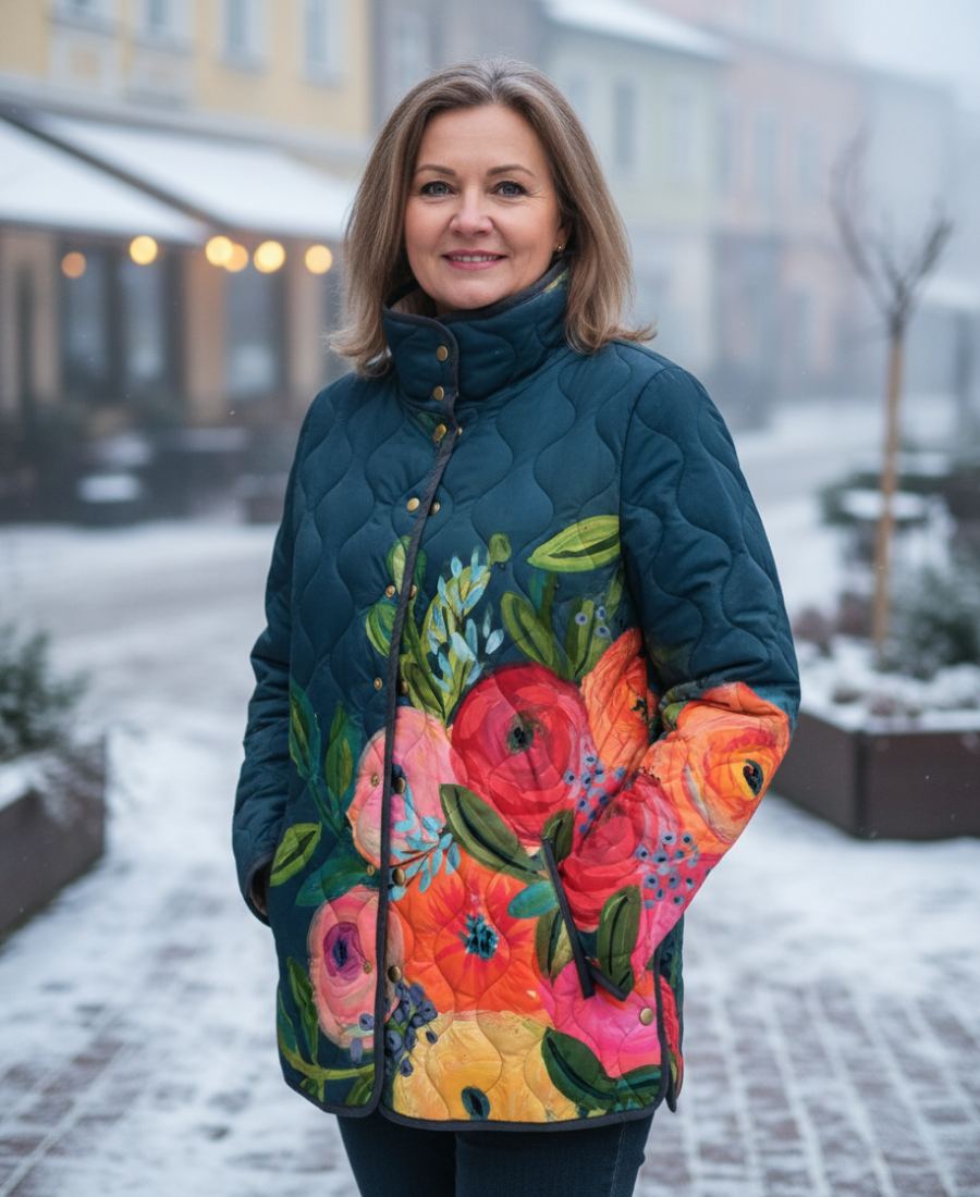 Antonina – Piquéová bunda s květinovým vzorem Vintage