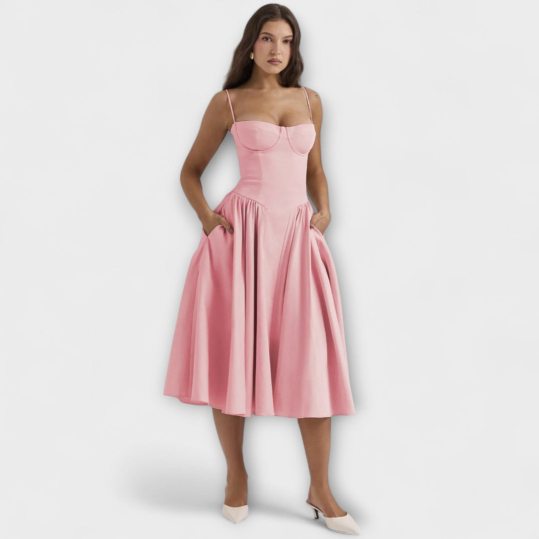 Rosalie - Elegantní bezrukávový korzetový šaty
