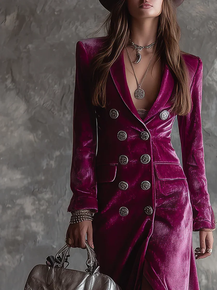 Vera | Velurové šaty Blazer Maxi