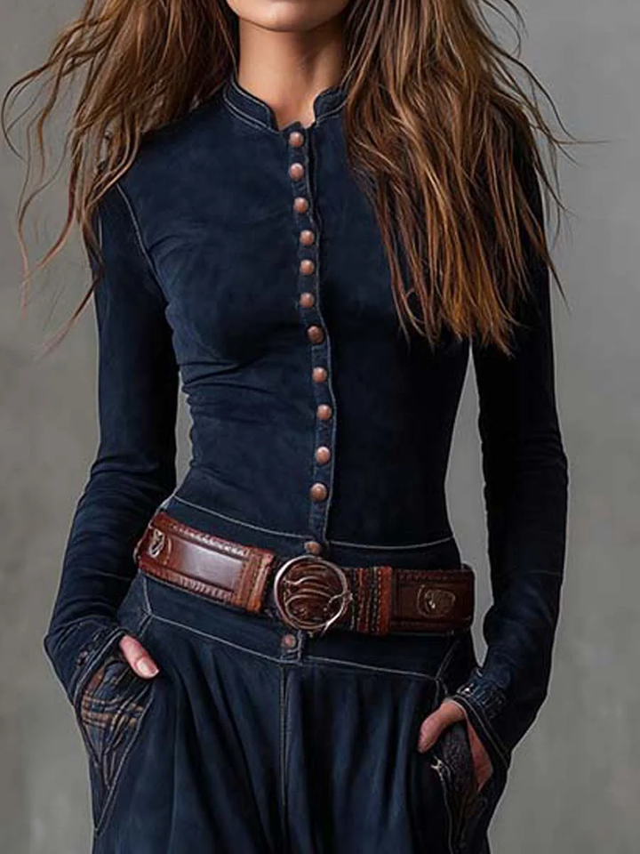 Tereza | Maxi šaty ze semiše s páskem