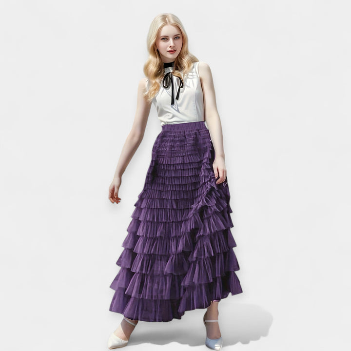 Kristýna - Elegantní Sukně s Tylovou Dekorativní Detail