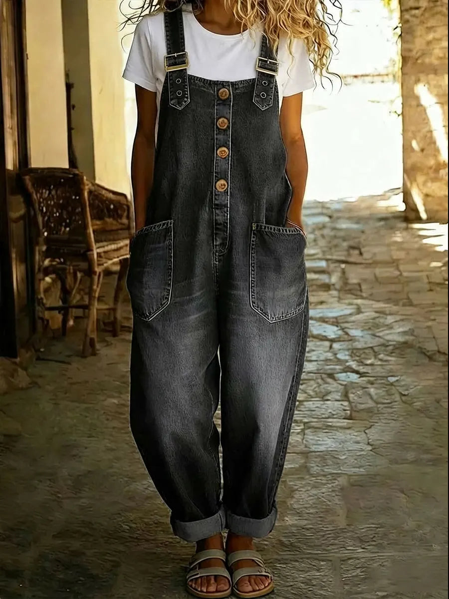 Jana – Vintage džínové lacláče z prané bavlny